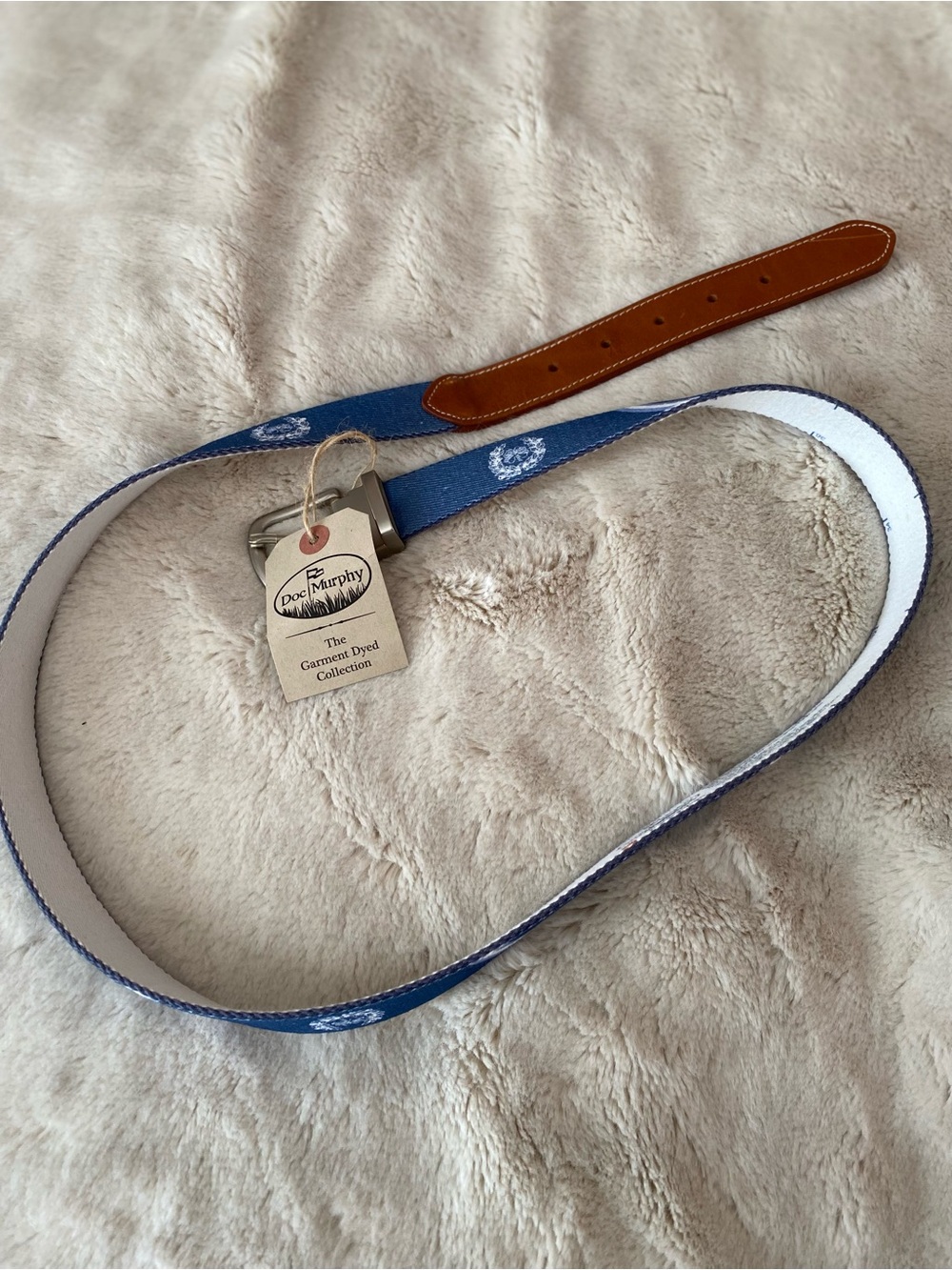 Doc Murphy Garment Dyed collection belt with 4 leaf clover with floral wreath